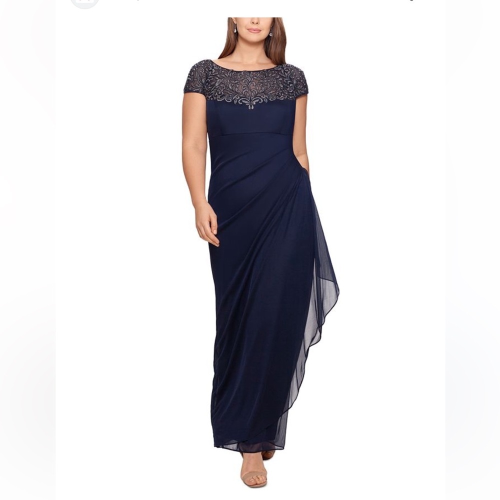 XScape navy blue formal maxi dress size 6